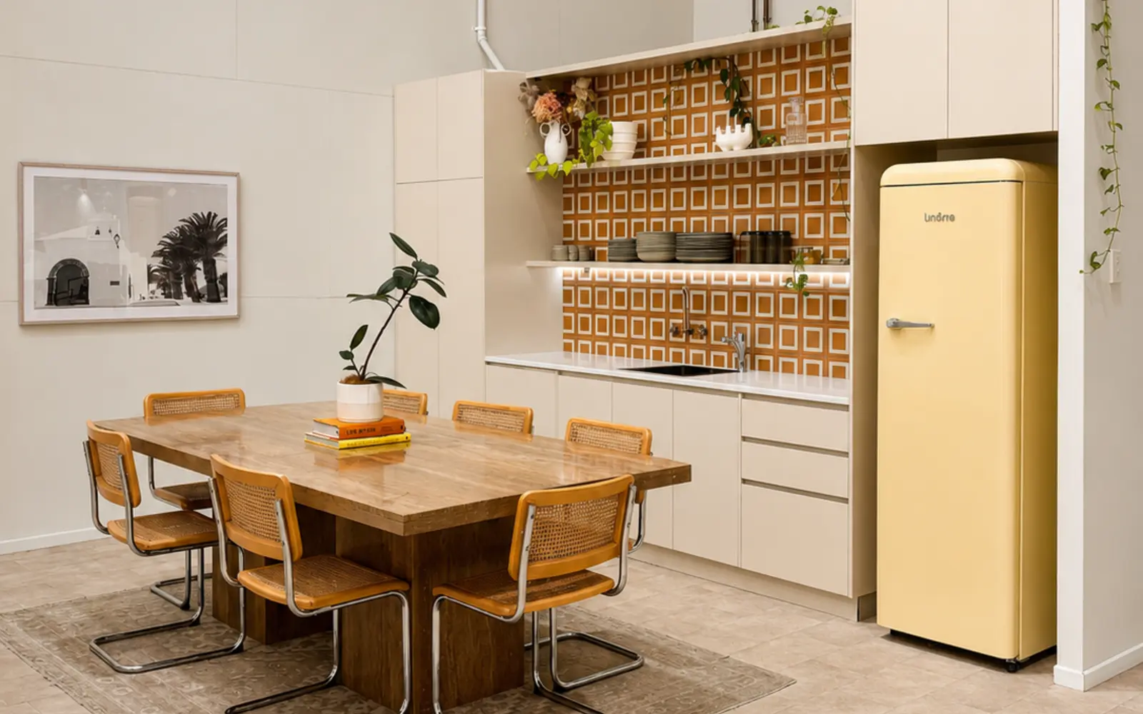 Kitchen and table available at Birdcage Studios