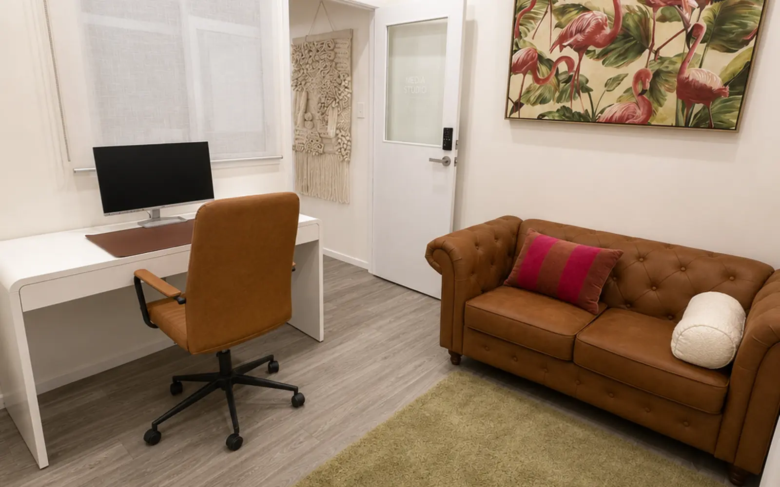 Wide view of the private Birdcage Hot Office
